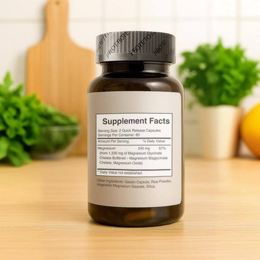 Suplemento de Magnesio Glicinato 1330 mg – 120 Cápsulas | Alta Absorción