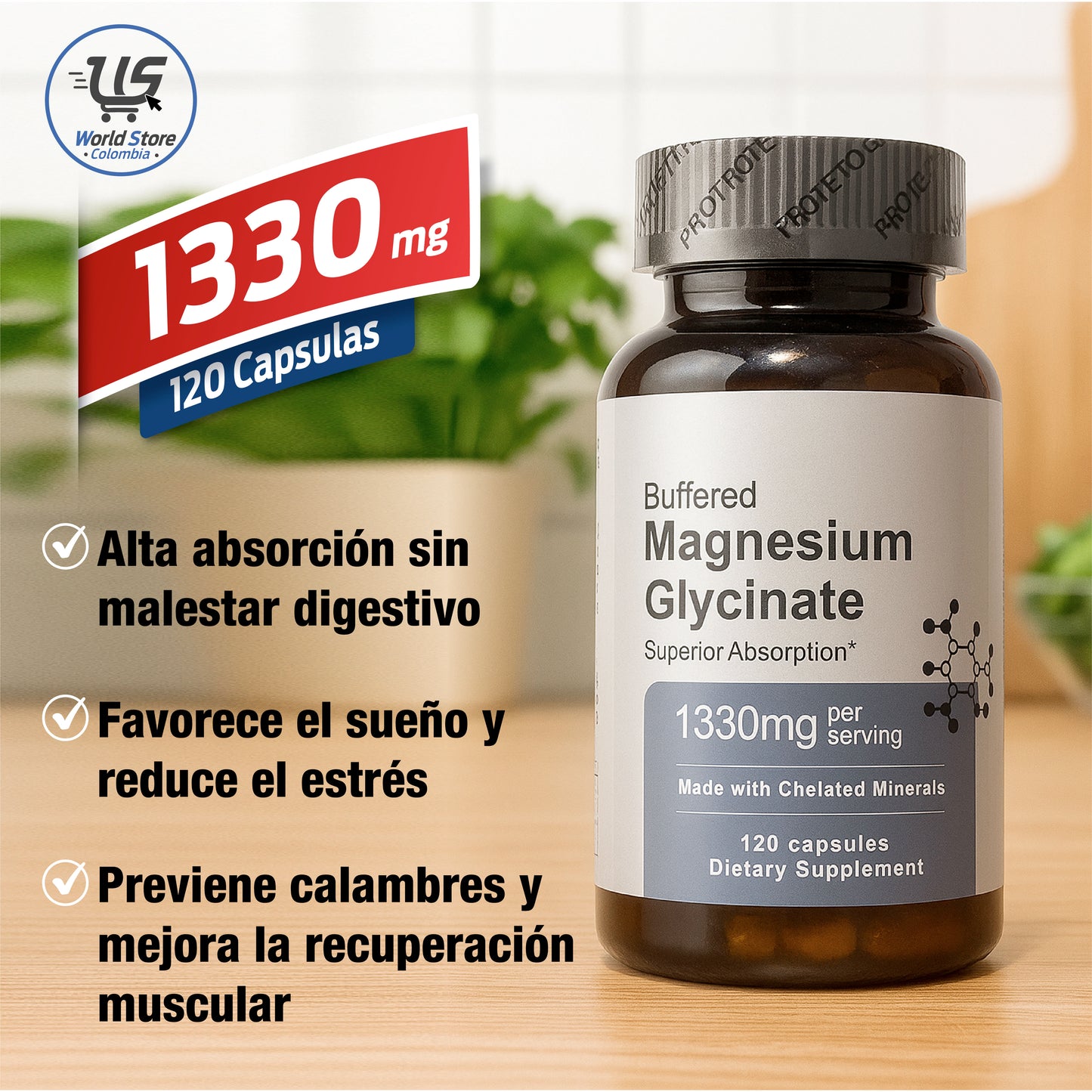 Magnesium Glycinate 1330mg - 120 Cápsulas