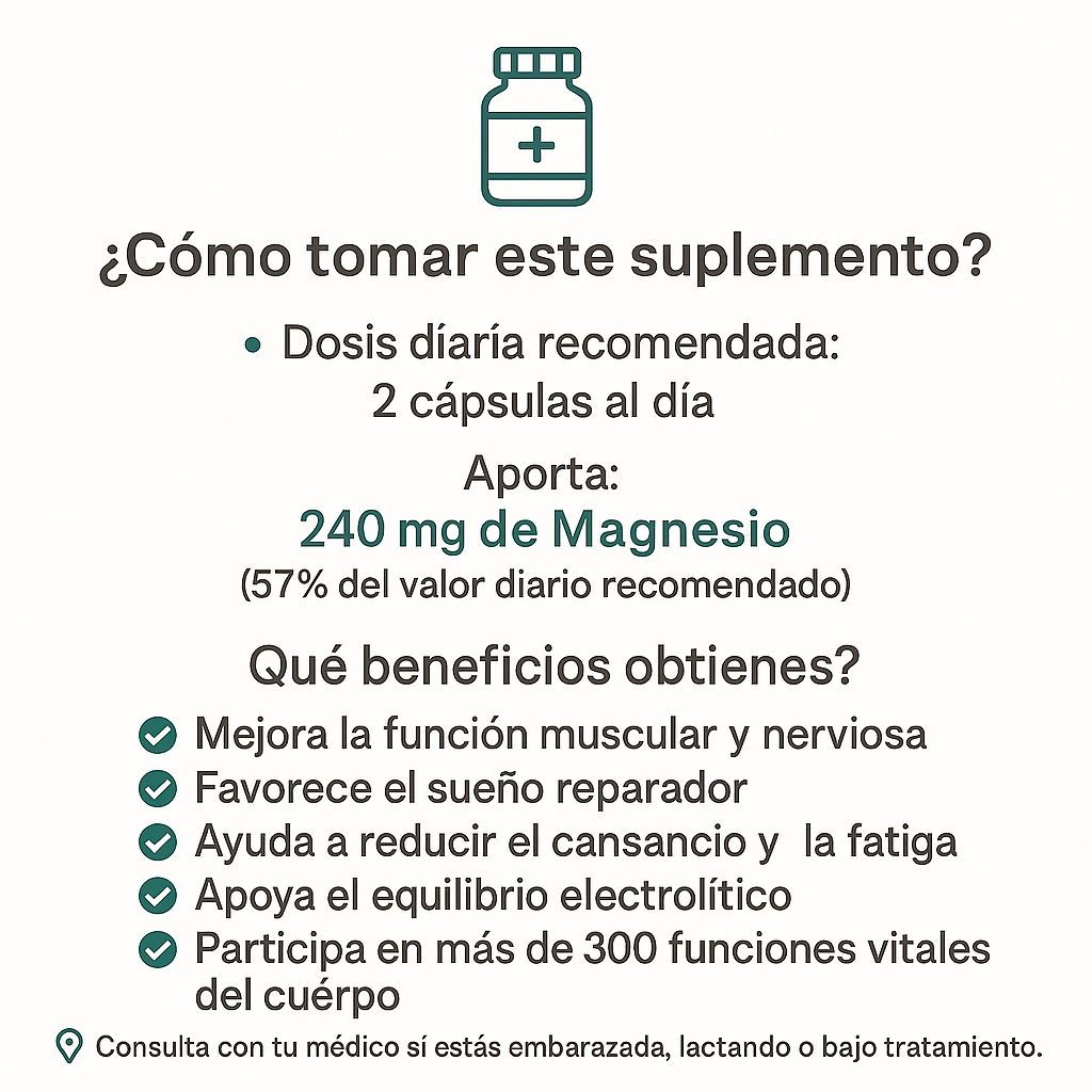 Suplemento de Magnesio Glicinato 1330 mg – 120 Cápsulas | Alta Absorción
